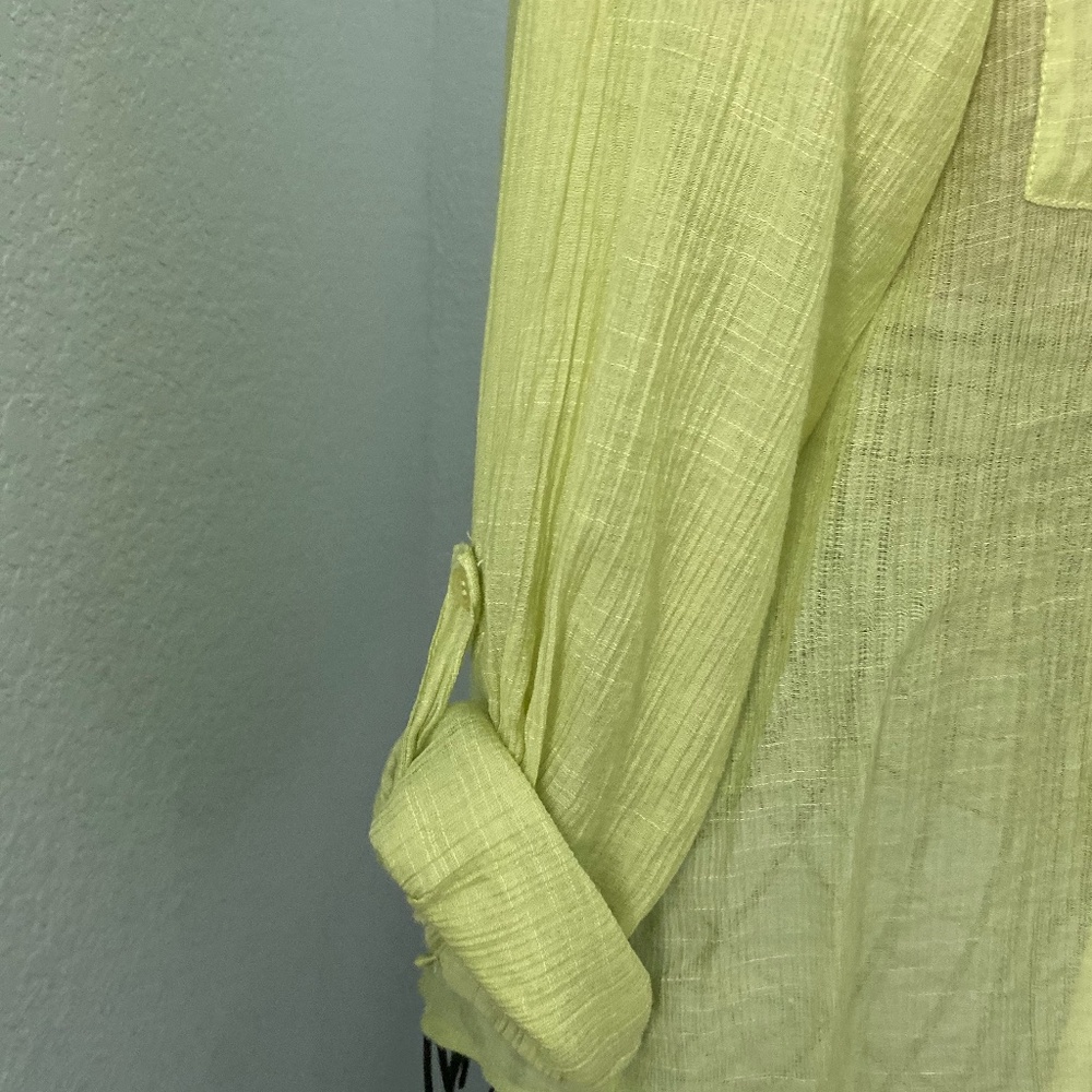 Chicos Rayon Blend Button Down Lime Green Blouse … - image 3